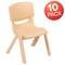 Flash Furniture Natural Plastic Stackable School Chair with 12" Seat Height, PK10 10-YU-YCX-001-NAT-GG - alternate 2